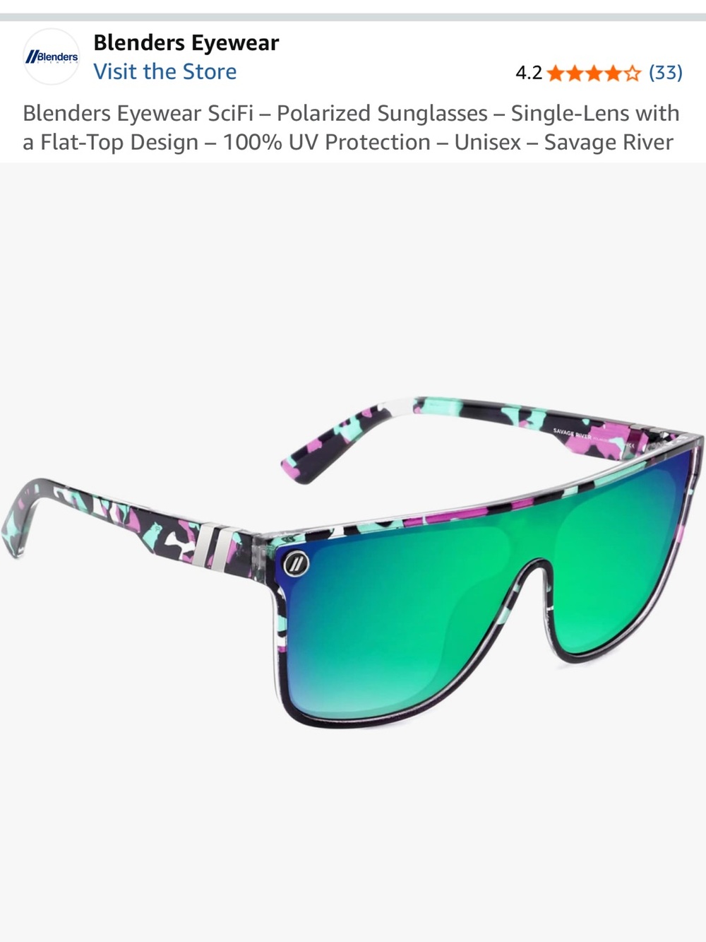 Unisex savage riverTurquoise & Purple Frame Sunglasses with Blue Mirrored Lenses